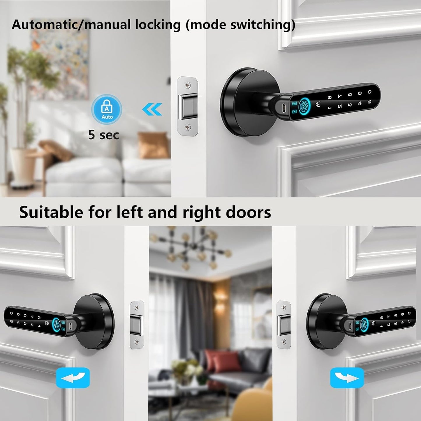 Biometric Fingerprint Door Lock - Keyless Entry with Keypad and App Control