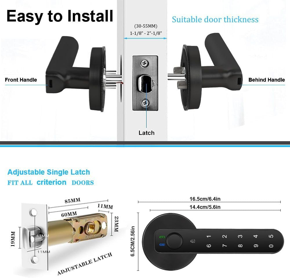 Biometric Fingerprint Door Lock - Keyless Entry with Keypad and App Control