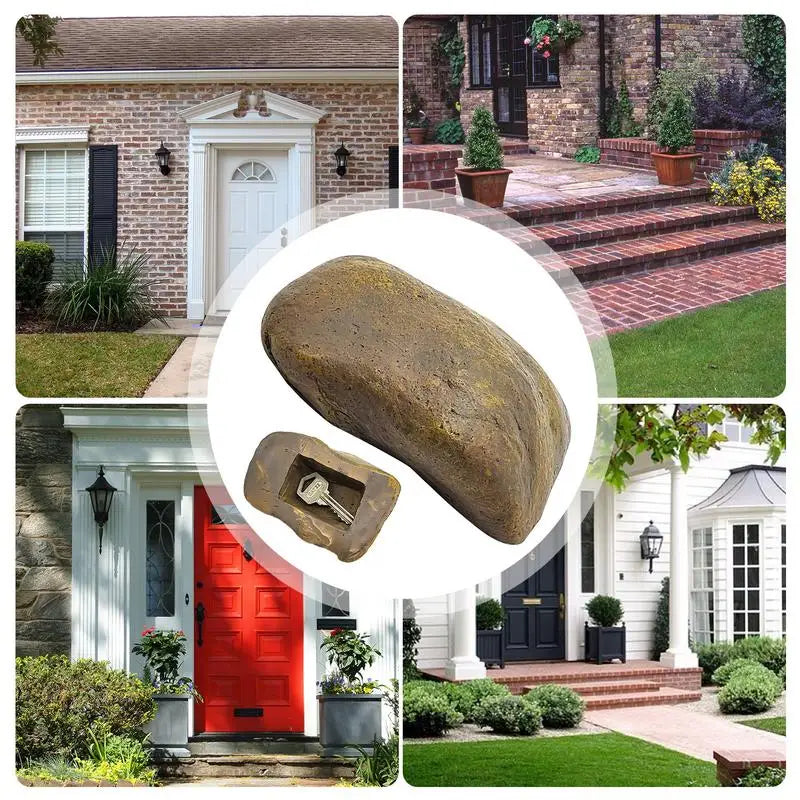 Simulated Stone Key Box Key Hider Outdoor Decorative Rock Waterproof Fake Rock Key Hiders Lock Box Resin Stone Keys Cash Storage