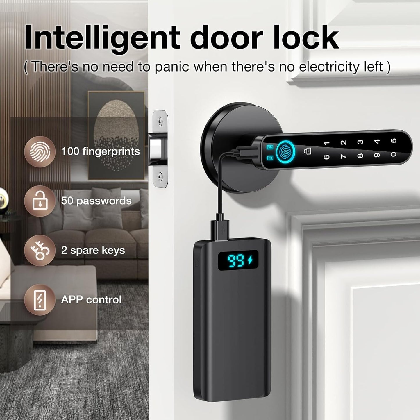 Biometric Fingerprint Door Lock - Keyless Entry with Keypad and App Control