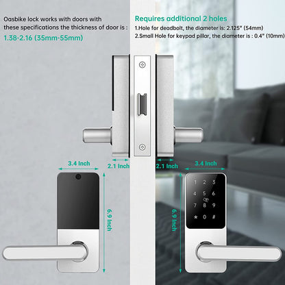 Smart Lever Door Lock【Only Fit Right Handle Door】 Touchscreen Keypad, Keyless Entry Door Lock Featuring Auto-Locking, Compatible with Alexa & Google Assistant